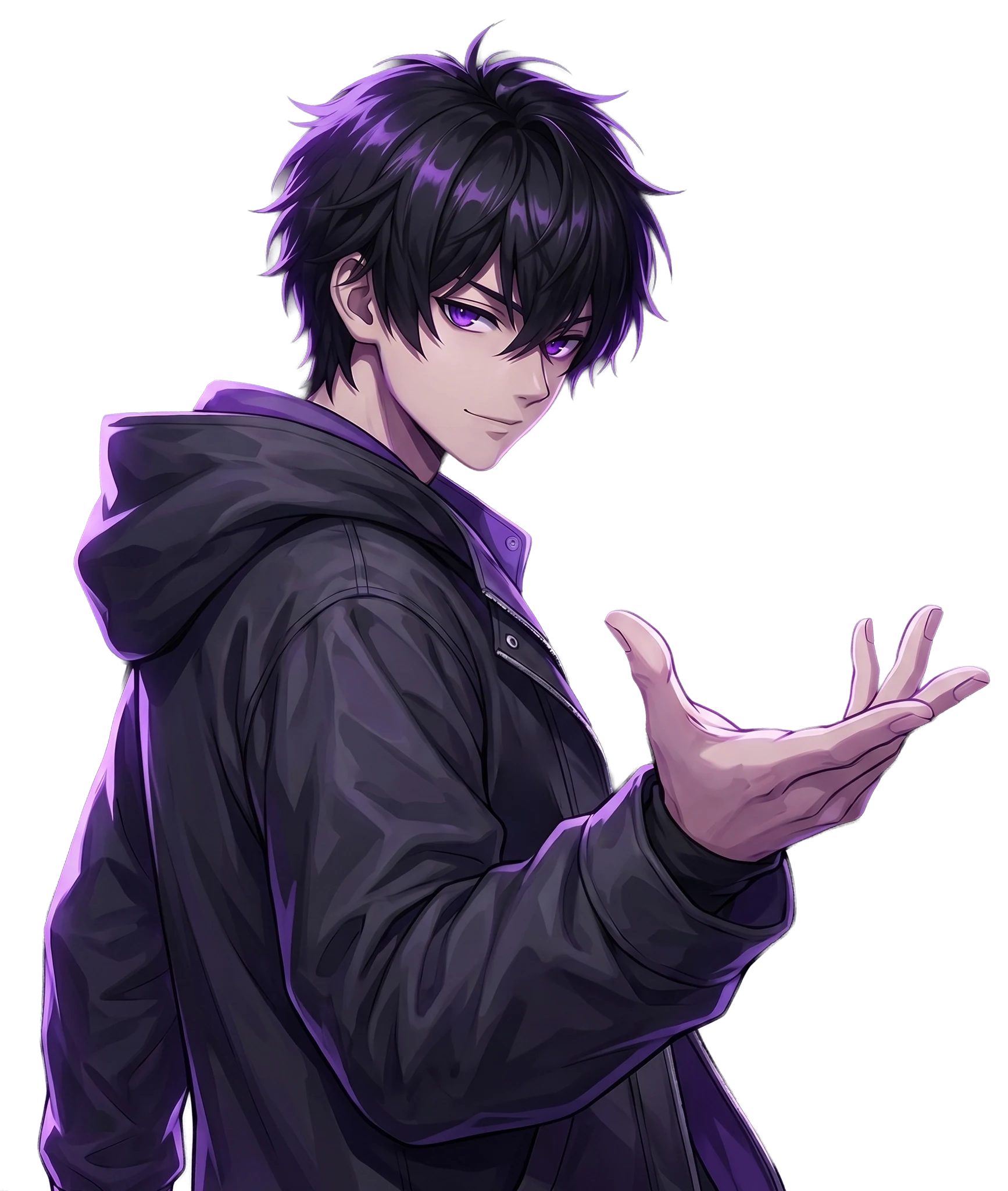 Anime styled character standing beside the services chapter